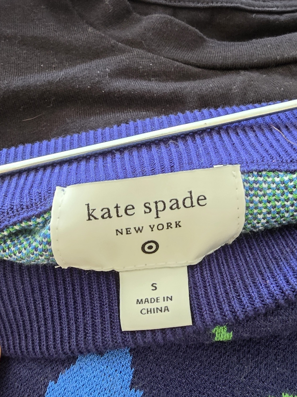 kate spade Purple Crewneck Sweater with Blue & Green Accents